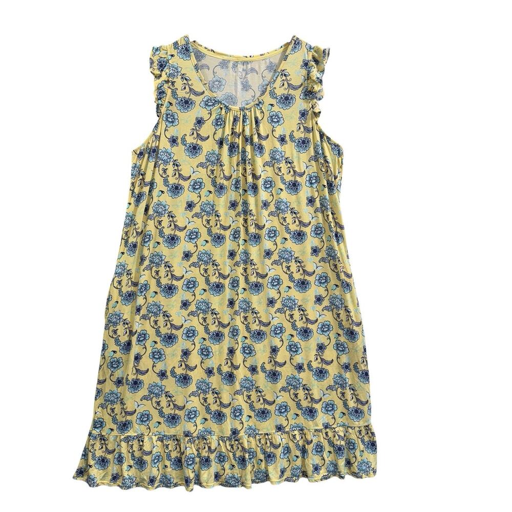Night Gown Yellow Croft and Barrow Women's Sleepwear Ruffles Floral SZ/2X